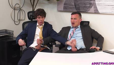 Derek Kage sneaks into a meeting room during lunch breaks to bust a quick nut!