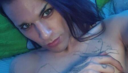 Dark Angelic Goth Trans-Chick Intimate Fingering Her Tight Shaven Hole ????