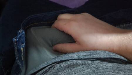 Jerking off in jeans