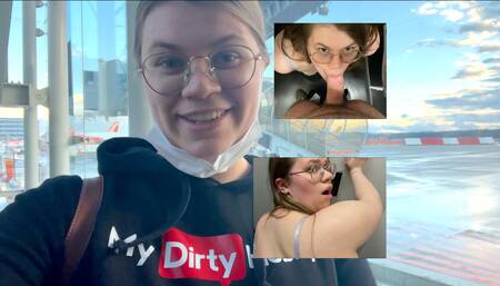 Chubby teen with big ass fucked extremely public at the airport. Creampie from security guards