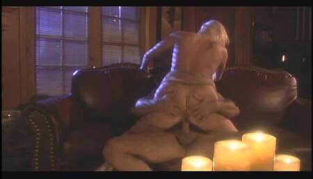 After Romantic Supper Celestial Blonde Loves to Ride Cock on Her Couch