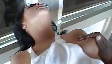 Big dicked black guy eats out white pussy before fucking her tight slit