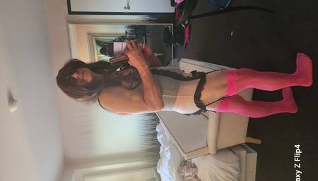 Crossdressing sissy taken a fat 10 incher.  Cum on cock and ducks it clean them fucks herself to another orgasm