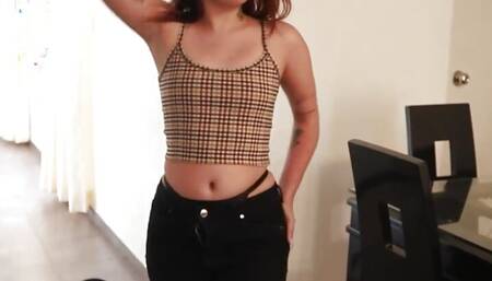 MILKY PERU - Beautiful horny Latina cleans my house and my cock with her wet vagina.