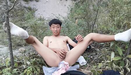 boy Asian china mountain top Outdoors Mastubating  boys Amateur cute teen