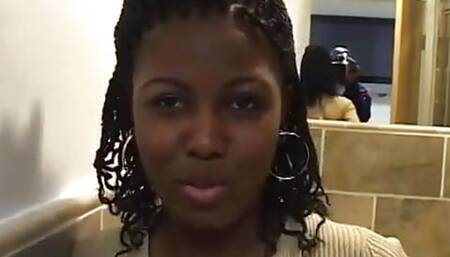 Girl squats over the toilet and gives it a nice golden rain