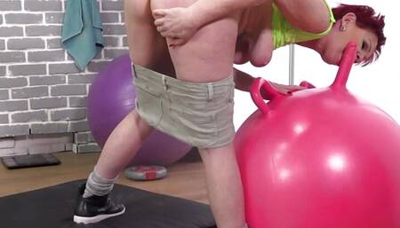 A granny and her exercise ball