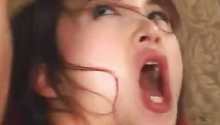 Gorgeous asian euro girl Katsumi gets fucked in her tight ass before facial