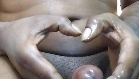 Here BBC cums - busting a fat nut out of these big black balls