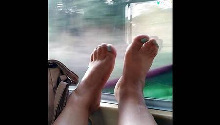 Wild Mom Nikita Playing In A Train While On A Train To Hot Feet Fetish Vacation