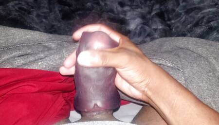 Uncut Big Black Cock Penetrating  Small Sextoy (Onahole)