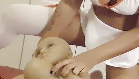 NAUGHTY NURSE rubs her medical doll making her instantly HORNY to HUMP the doll's titties until she creams!