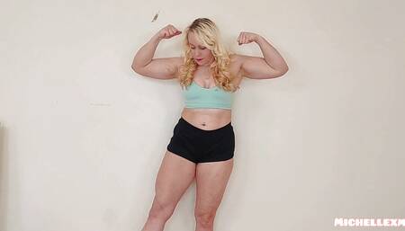 Muscle Girl Huge Biceps and Quads Muscle Flexing Female Bodybuilder