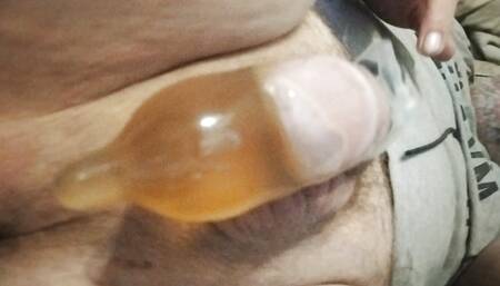 Spun and filled a used condom I found with my dirty chem piss! Been spun for 2 days and my piss is very dirty