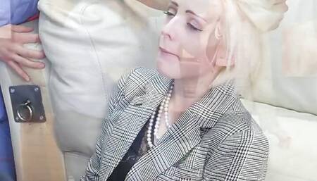 Pretty cock sucking blonde sub does foot worship