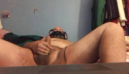 Hairy bear cums on belly