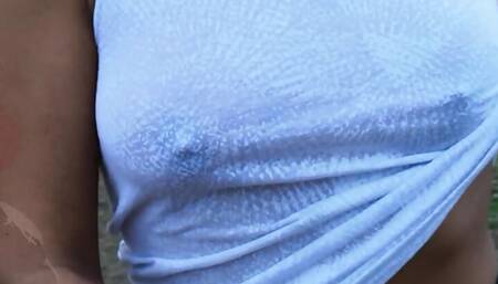Without a bra my hard nipples are free