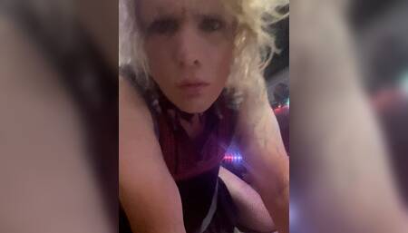 Sexy amateur big cock Shemale solo play with huge dildo on fuck machine while talking dirty to the camera she cums