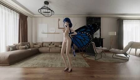 Genshin Raiden Shogun Butterfly - user331852 - Blue Hair Color Edit Smixix