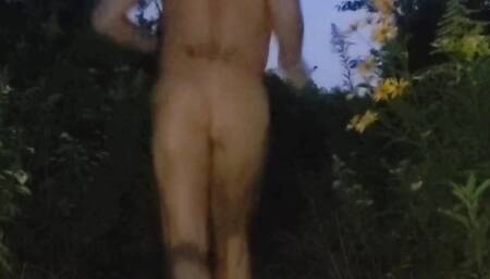 Running naked outside at night