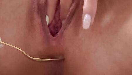 Dripping the lust potion! I'm collecting pussy cream, and my dirty pussy pulsating during orgasm. Describing feelings.