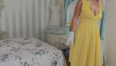 Busty British Blonde Lu Elissa Masturbating in Stockings and Suspenders