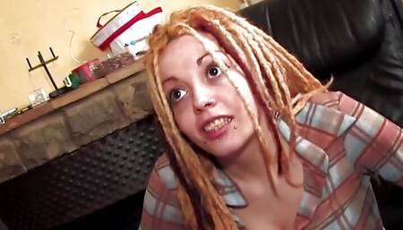 Brunette babe receives pussy eating before being double penetrated