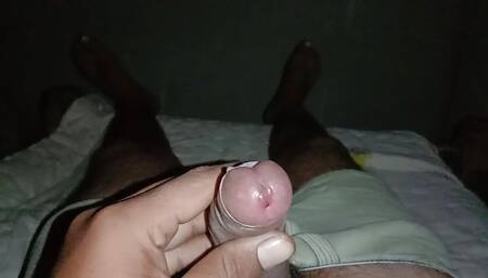 My cum shot at night