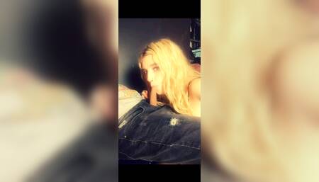 Daddy facefucks little horny slut hardcore, pushing his big rock hard cock deep down her throat