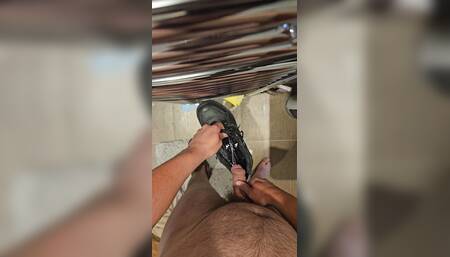 Piss and cum for leather work boots and leather hiking boots