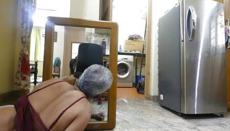 Sissy fox Ranjini in sexy lingerie does doggy style against the mirror and feels like heaven!