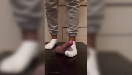 Cock Trample and Ballbusting with My White Ankle Socks