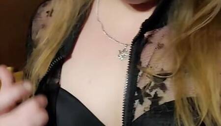 Cute blonde bbw teases in sexy new lingerie