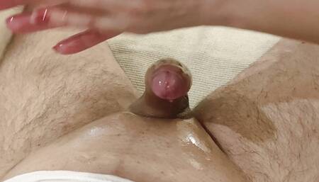 Very oily Handjob! 1 Ruined Orgasm but I made him shake the camera at the end!