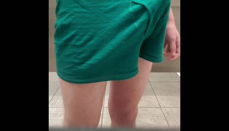 Showing my ass and cumming in a public restroom