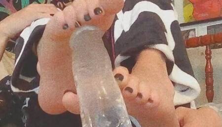 Cute Emo Tgirl Gives Footjob To New Toy