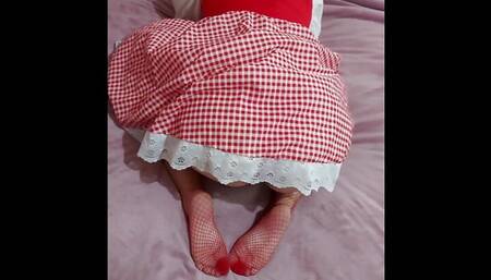 Stepdaughter dressed as Little Red Riding Hood waiting for her stepfather's cock