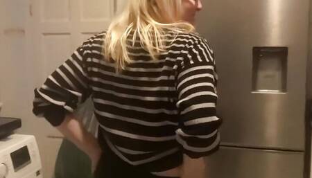 wife showing off Tits in the kitchen