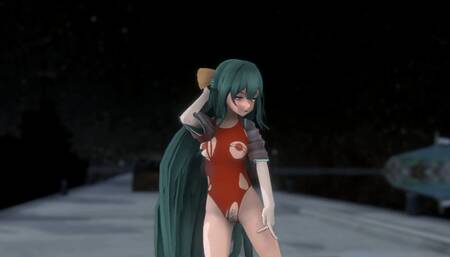 Kamikaze Torn Swimsuit - chk3D - Clear Blue Hair Color Edit Smixix