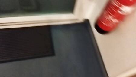 Guy risky masturbate and cum in the hotel corridor