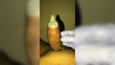 Sexy boy big cock cum in condom