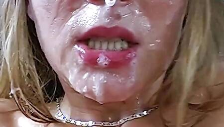 Blowjob blondie ass fucked and cummed on