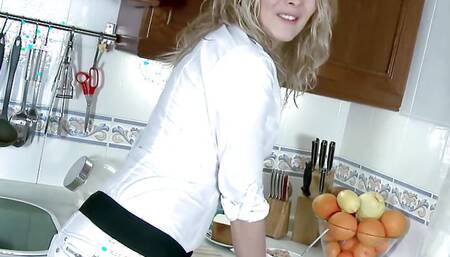 Sexual Cooking Lesson in the Kitchen with French Blonde Babe Cristal Rose