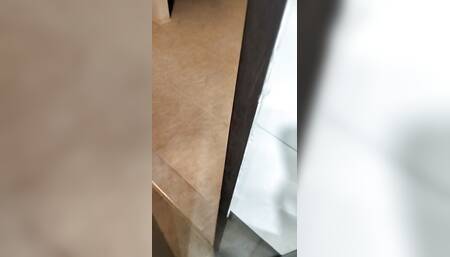 Masturbating outside female toilet