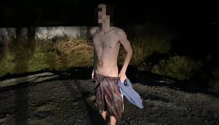 Man Strips and Walks down Public Road at Night