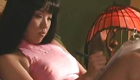 Asian Chick with Good Tits Pleases Her Shaved Pussy with a Fingers