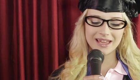 Teen Aubrey Gold Is Naked Under Her Cap and Gown