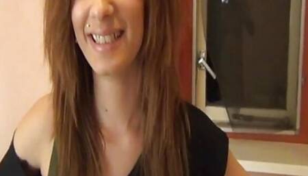 Nikola's first porn casting a brunette teen eager to get