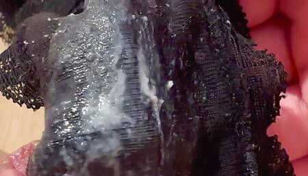 Worn dirty panties close up view! POV panties play masturbation with the captions.