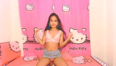 Sexy striptease and finger my little asian pussy